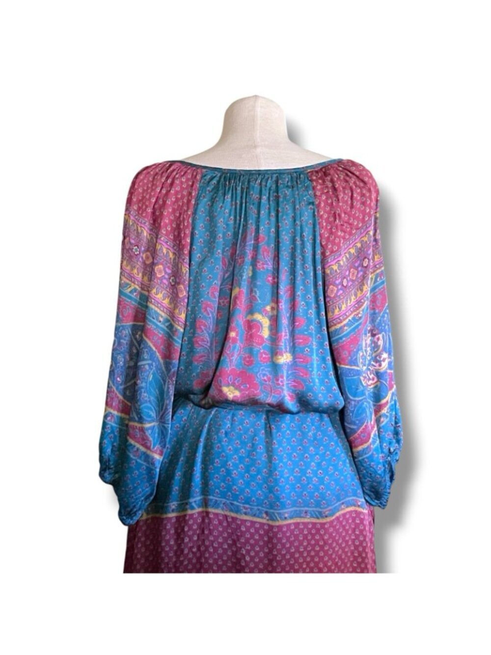 Sundance Womens La Villette Midi Dress Sz XL Boho Belted Floral Paisley Satin - Picture 13 of 14